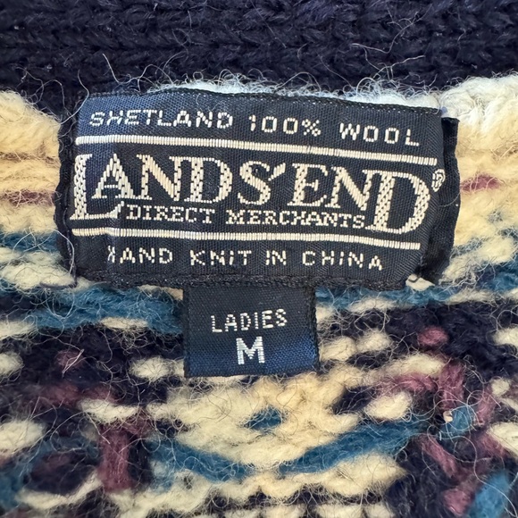 Lands' End Vintage Navy and Cream Cardigan - Picture 6 of 7